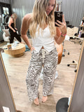 Zebra wide leg drawstring pants