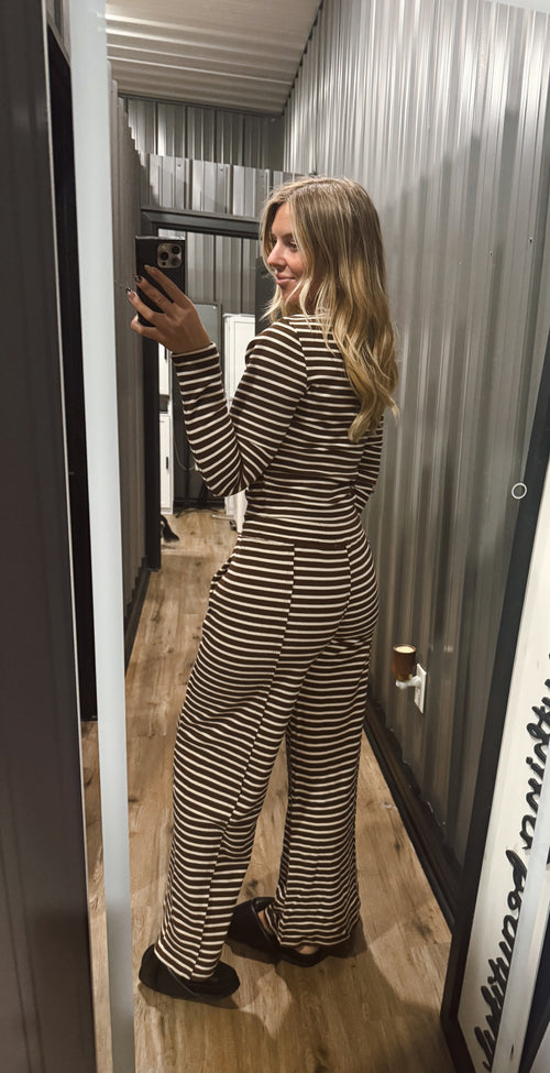 Brown + cream stripe set