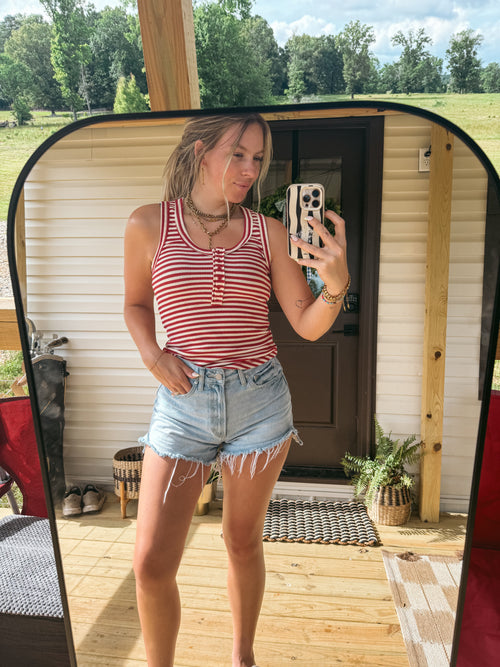 Cherry stripe henley tank