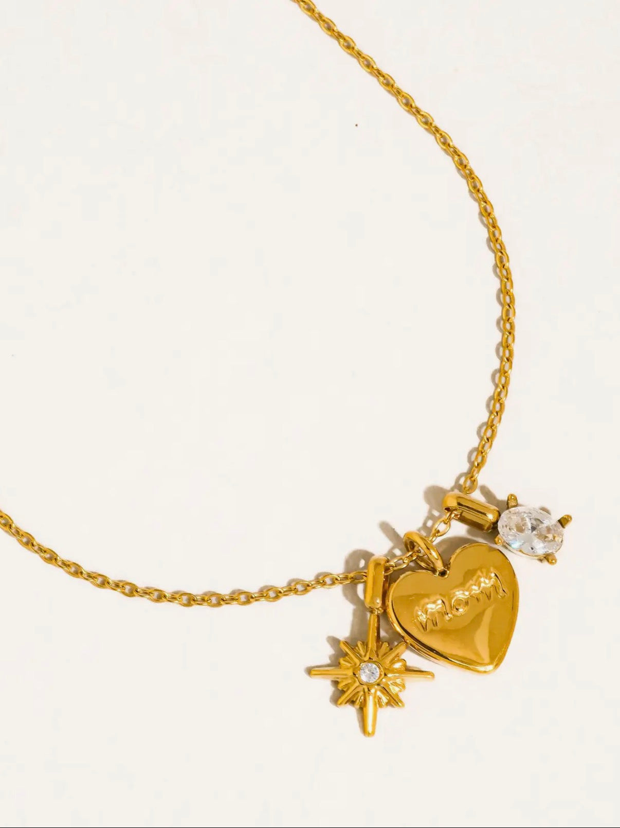 “Mom” charm necklace