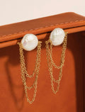 Baroque pearl gold chain earrings