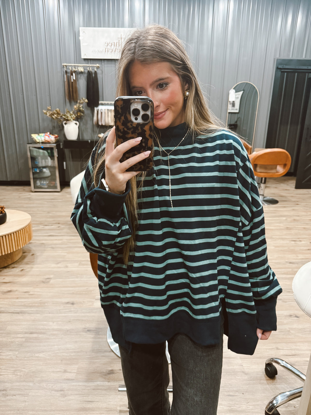 Navy/sage mock neck