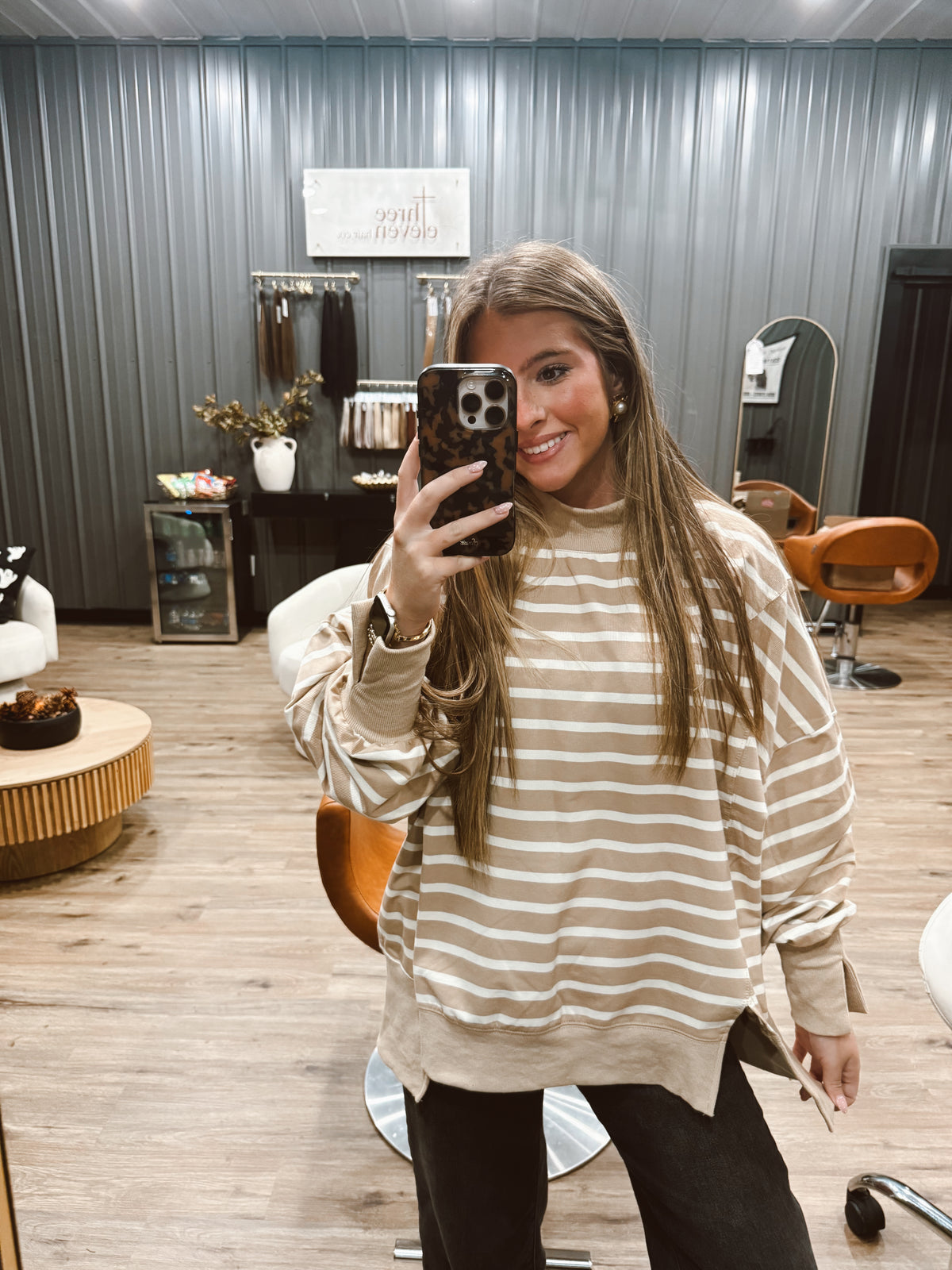 Beige mock neck