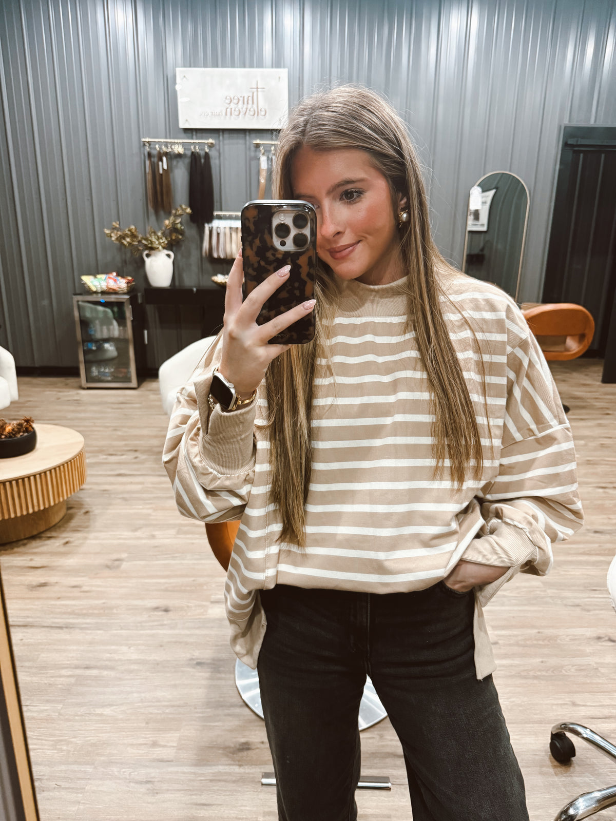 Beige mock neck