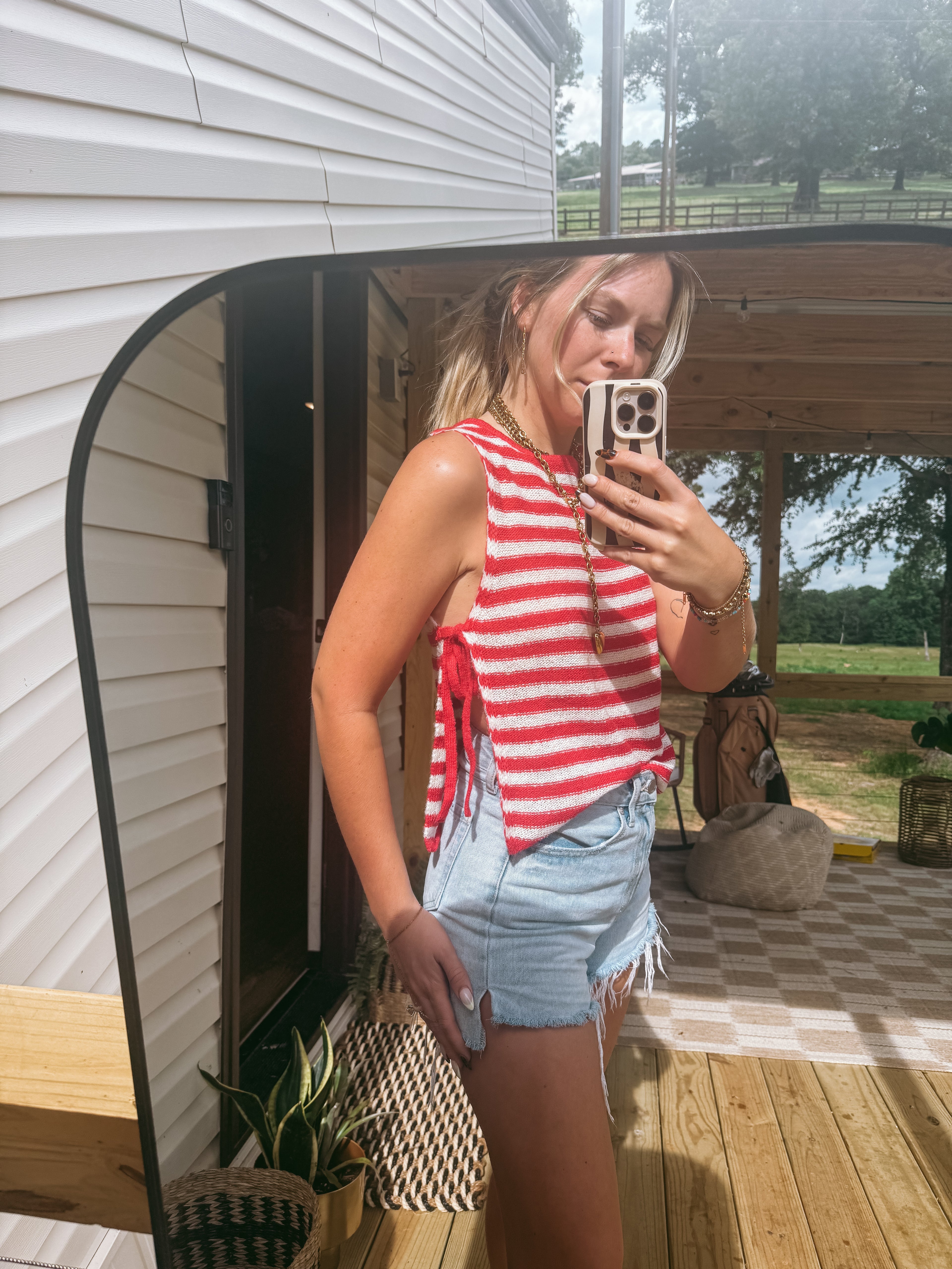 Red knit tank