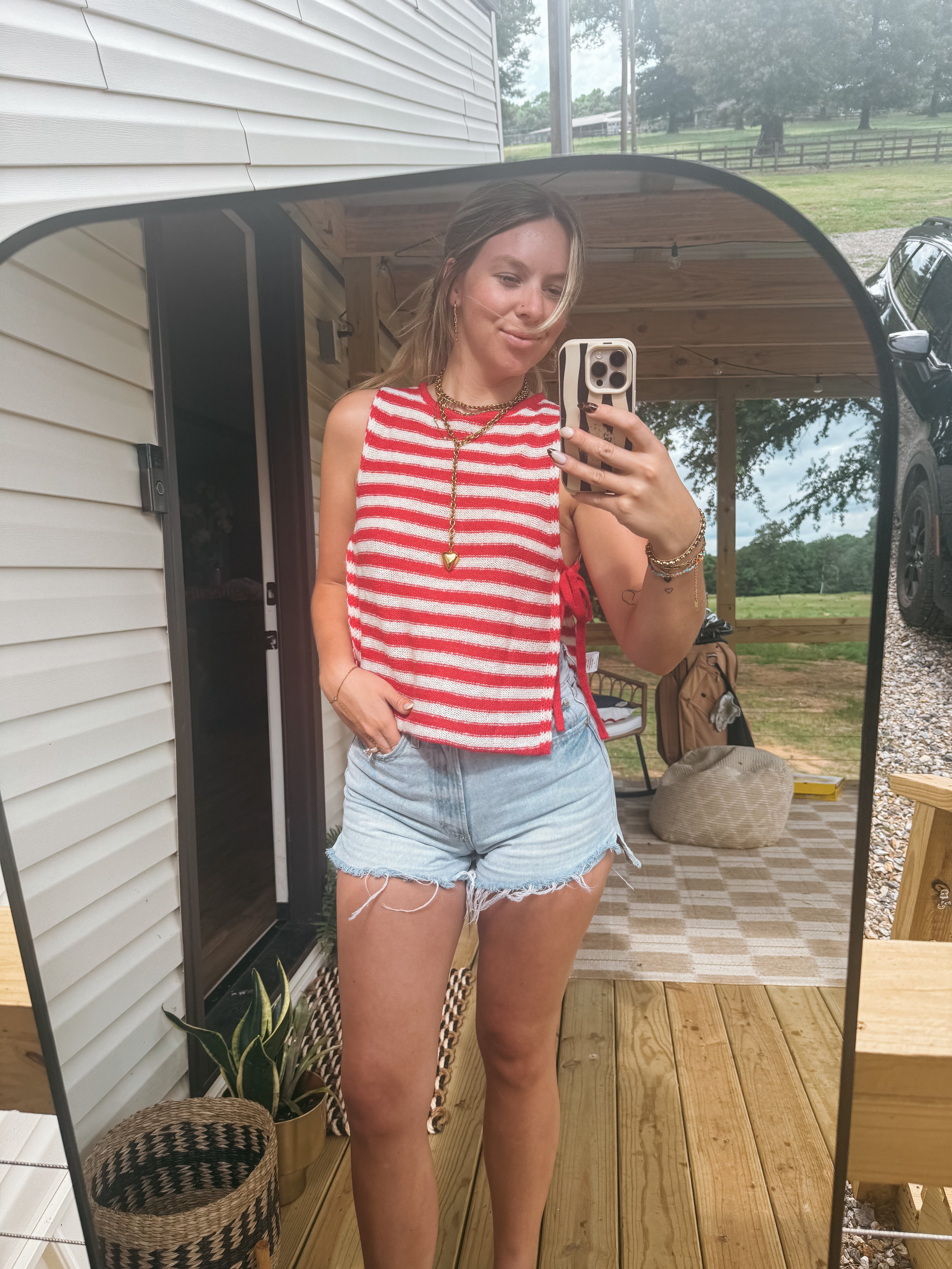 Red knit tank